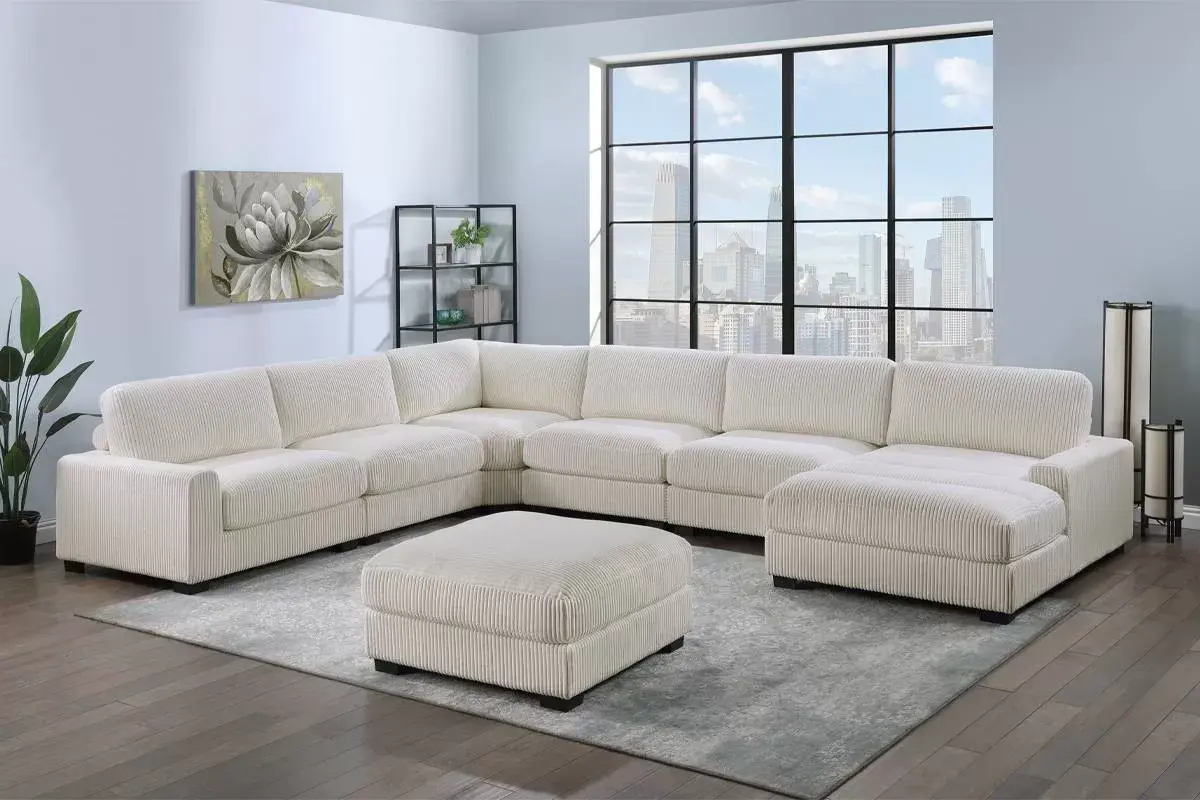 7-Pcs XL Modular Sectional Sofa | Oversized Modern Corduroy Sofa Set