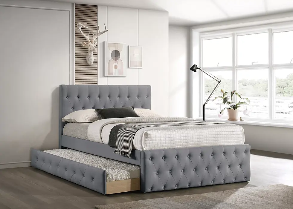 Thumbnail: General Bed | Modern Upholstered Bed with Pull-Out Trundle for Bedroom