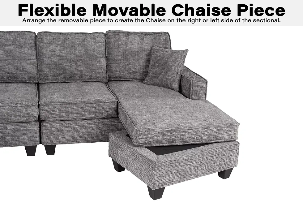 Thumbnail: 5-Piece U-Shaped Chenille Sectional Set with Ottoman & USB Charging Ports