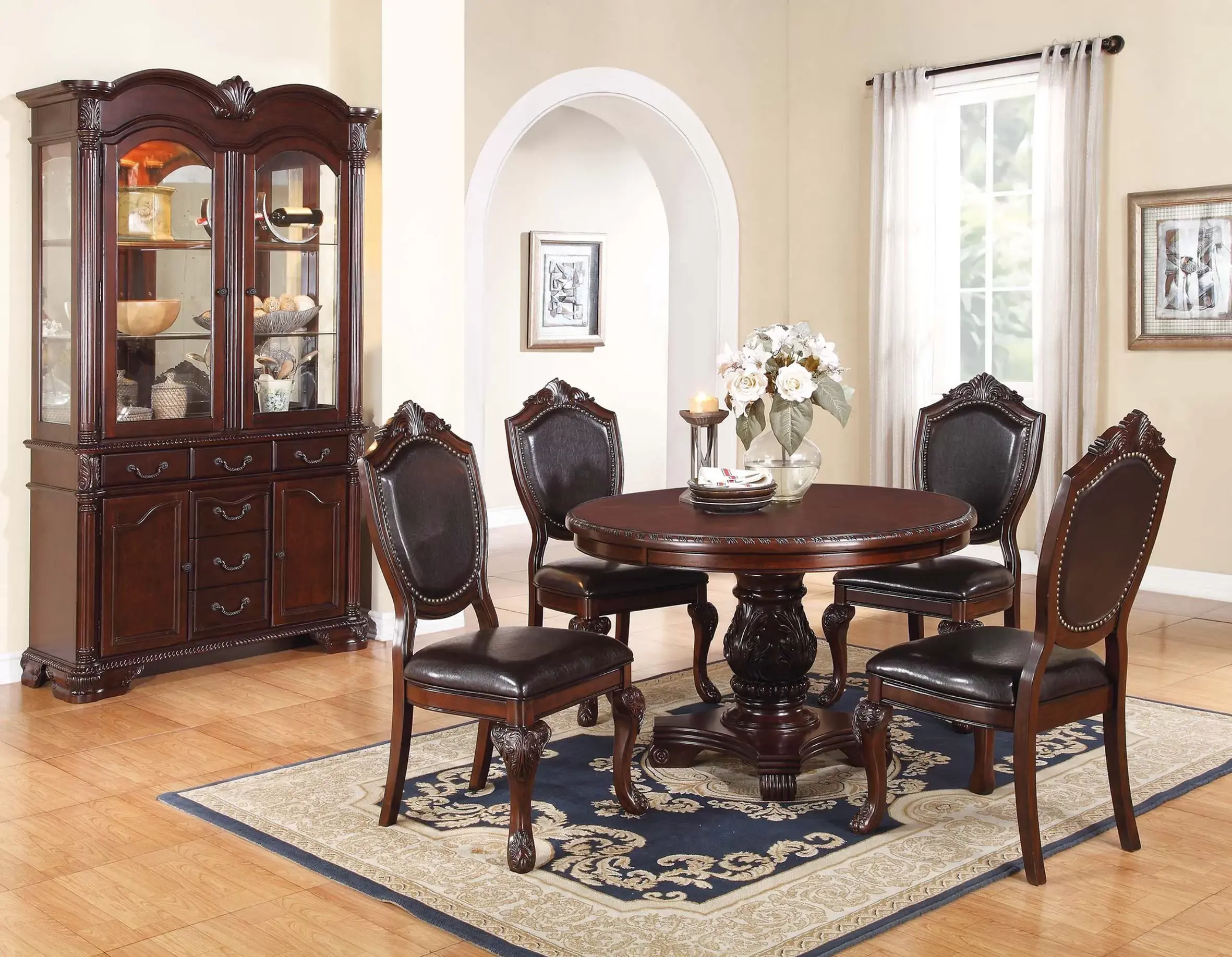 Dining Table Set | 5-Piece Round Dining Table & Chair Set for Dining Room