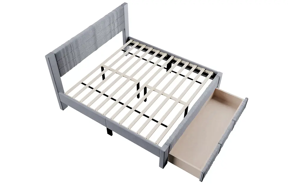 Thumbnail: Upholstered Platform Bed | Corduroy Bed Frame with Storage Drawer for Bedroom