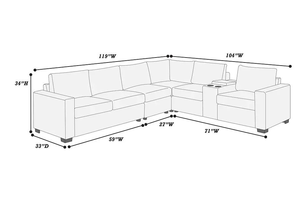 Thumbnail: 4-Piece Jumbo Corduroy Sectional Set with USB Console & Cup Holders | L-Shaped S