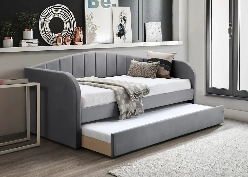 Thumbnail: Velvet Day Bed | Modern Upholstered Daybed with Pull-Out Trundle Bed