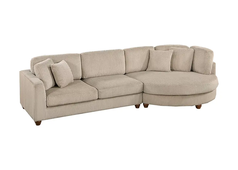 Thumbnail: 2-Piece XL Sectional Set with RAF Chaise | Modern Corduroy Living Room Sofa
