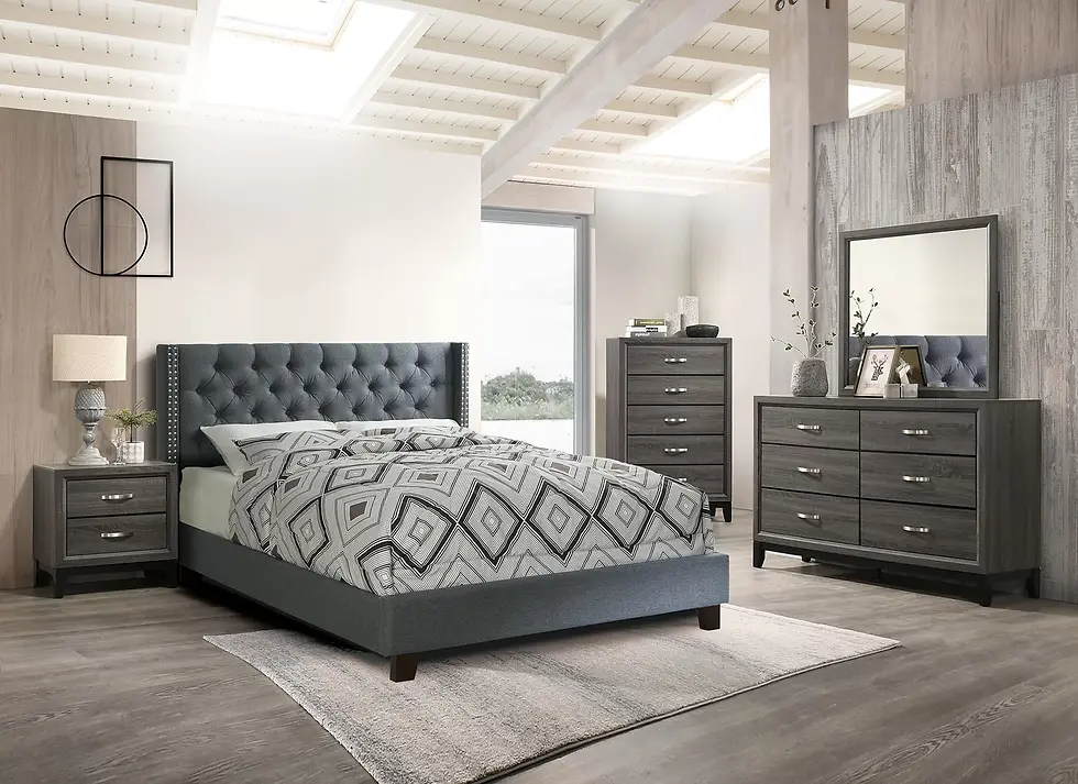 Thumbnail: Upholstered Platform Bed | Modern Polyfiber Bed Frame for Bedroom