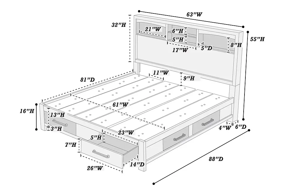 Thumbnail: Platform Storage Bed | Modern Bed Frame with LED Headboard & Storage Drawers