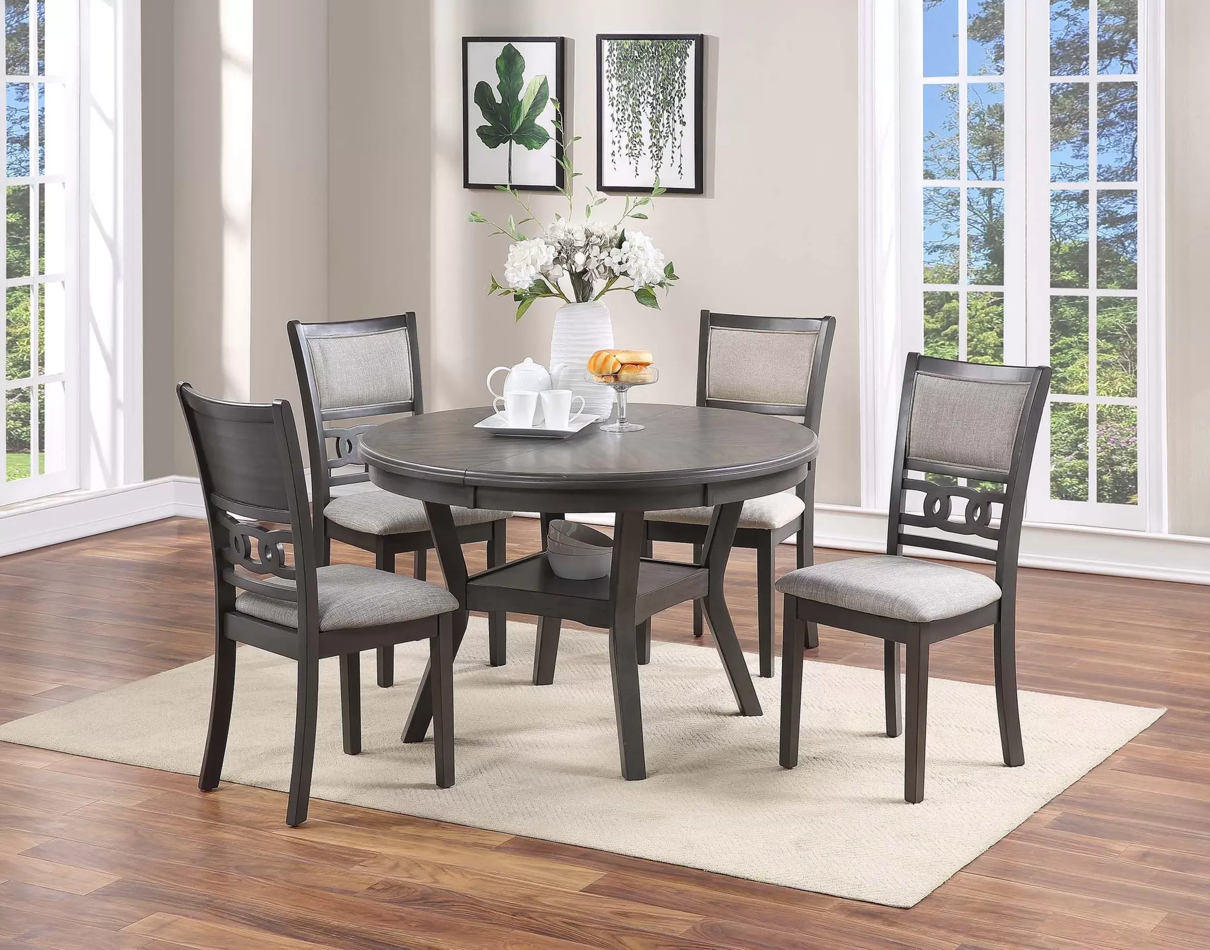 Round Dining Table Set | 5-Piece Modern Wood Dining Furniture for Home