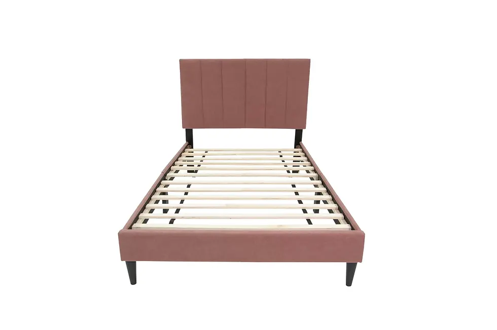 Thumbnail: Platform Bed | Brushed Linen Fabric Bed Frame with Adjustable Headboard