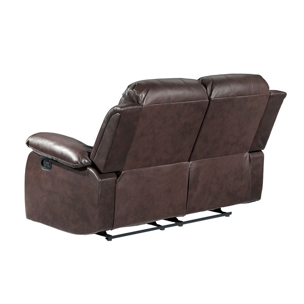 Thumbnail: 2-Piece Brown Faux Leather Double Reclining Sofa & Loveseat Set