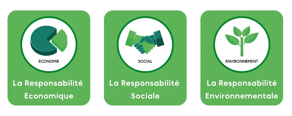3 vignettes qui explique les 3 piliers de la RSE