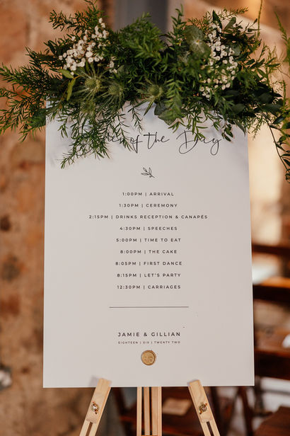 Cyprus Order of Events Wedding Sign