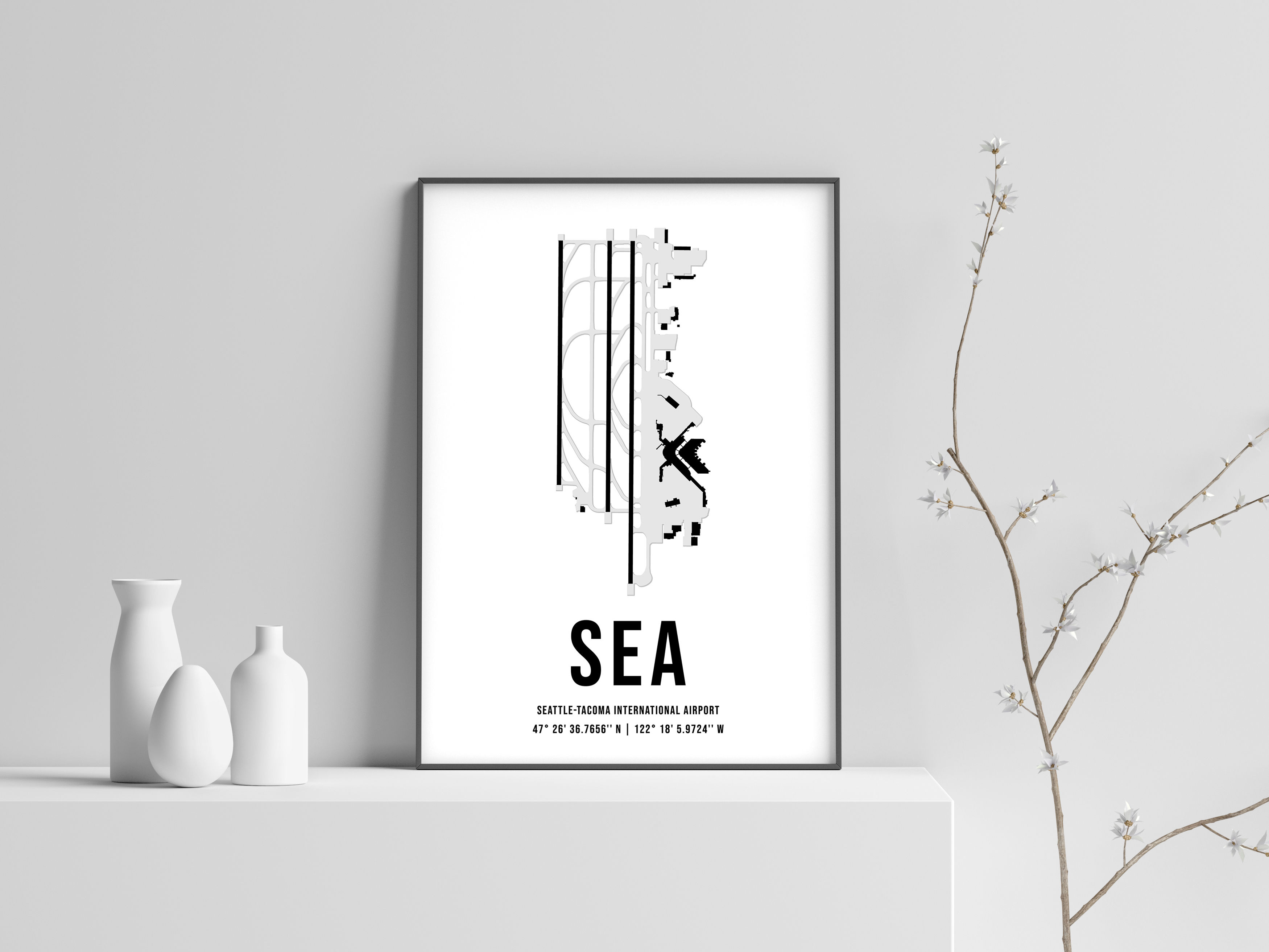 Seattle–Tacoma SEA Airport Map Light Style