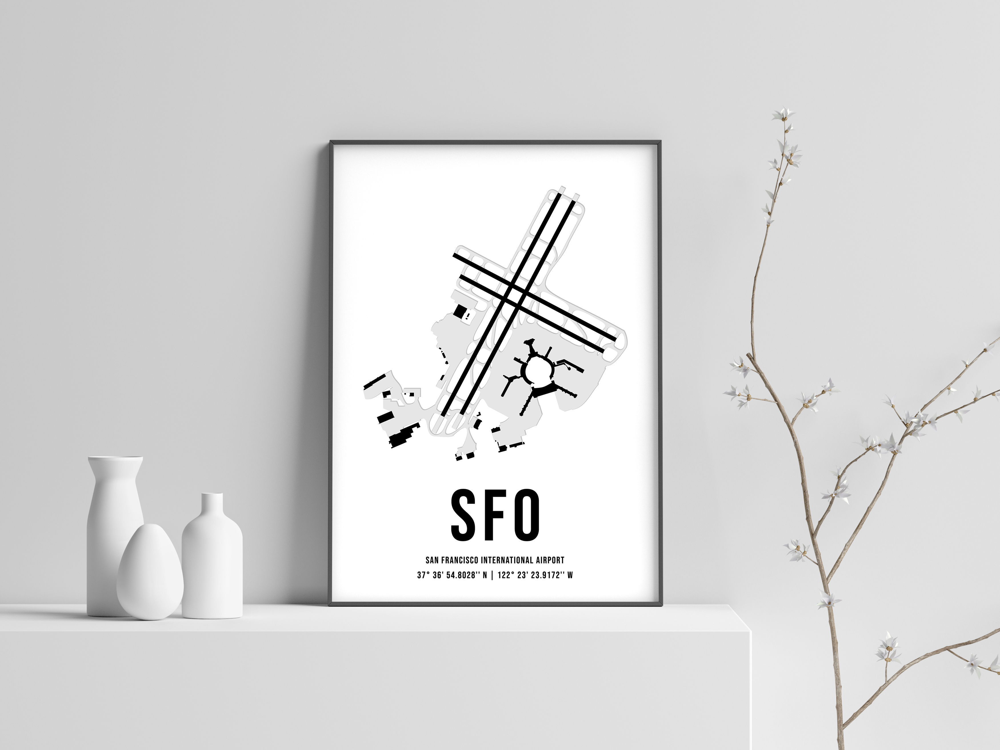 San Francisco SFO Airport Map Light Style