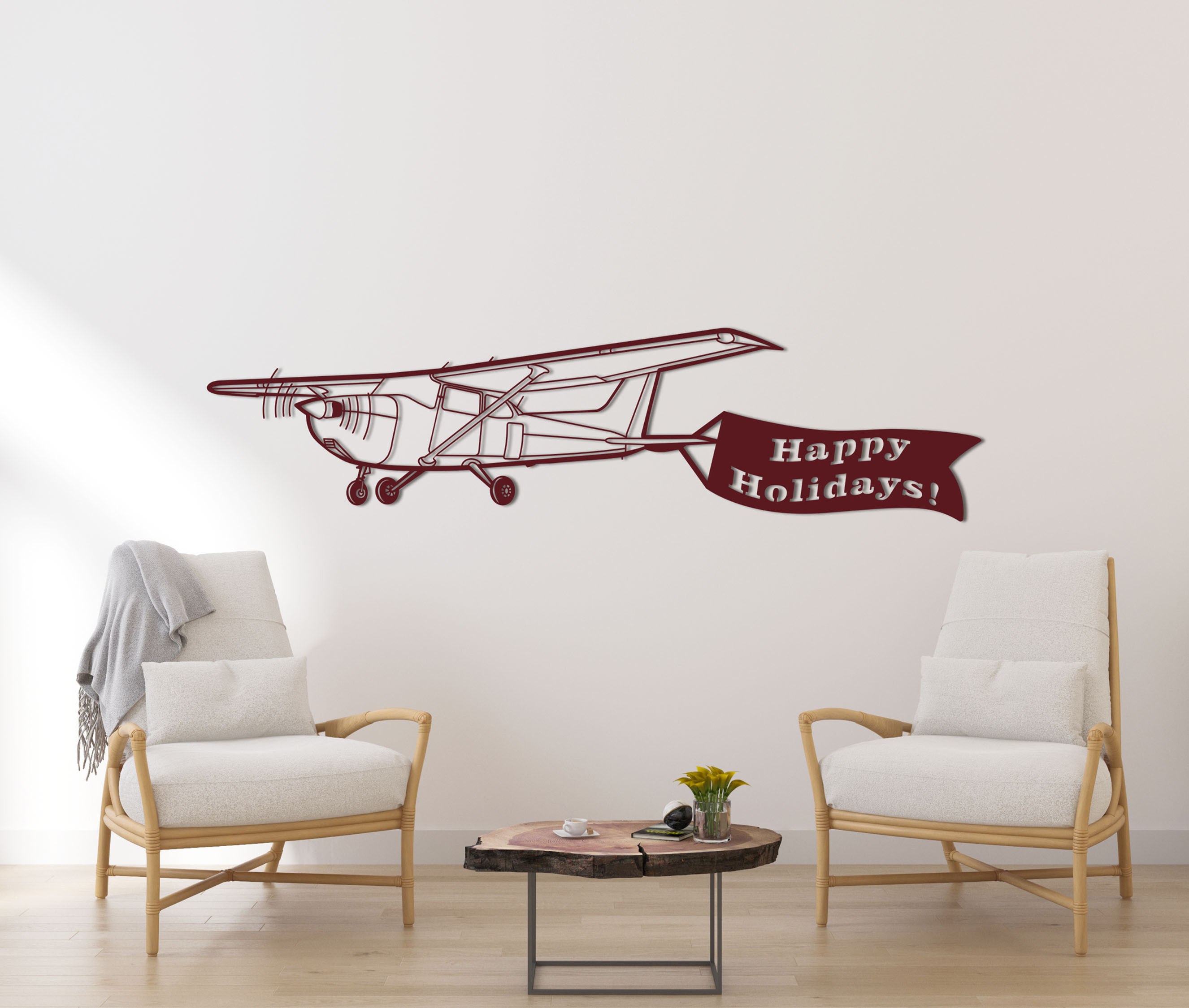 Cessna 172 Merry Christmas Metal Silhouette
