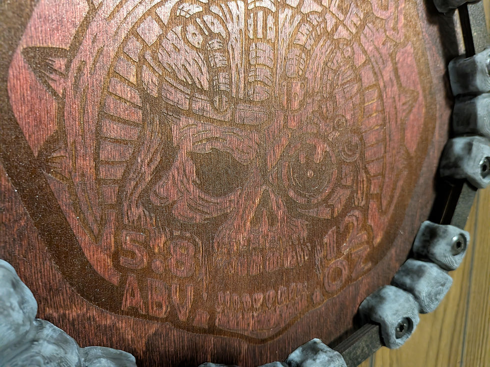 Custom Engraved Dice Tray - 0.25in Birch with PETG printed corners and Steel Screws