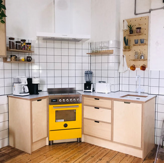 Birch Kitchen with Peg Board and Shelves