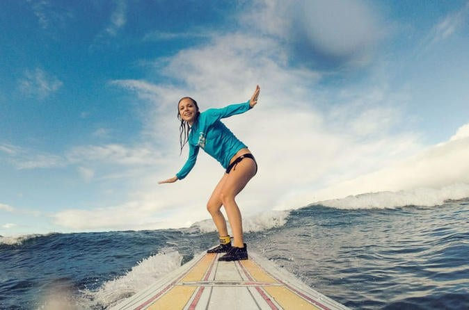 Beginner surfer standing up