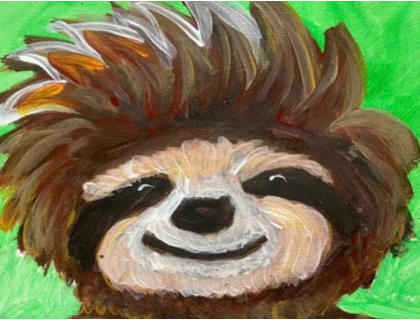 Cute painting of a smiling sloth