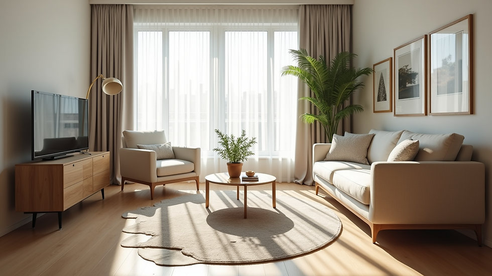 Eye-level view of a clean and organized living room ready for estate cleanout
