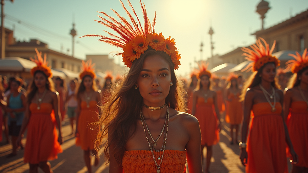 Wide angle view of a vibrant festival celebrating local culture