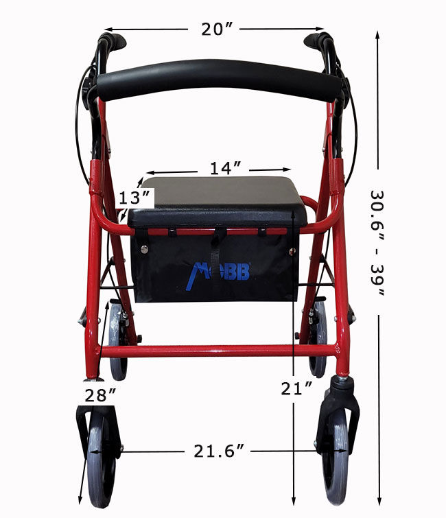 Thumbnail: MOBB, Economy Aluminum Rollator/Walker w/8" Wheels
