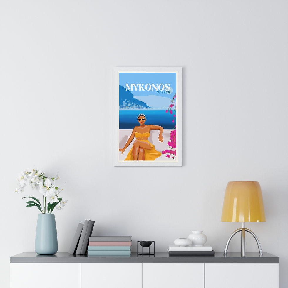 Thumbnail: MYKONOS Framed Retro Style Travel Poster