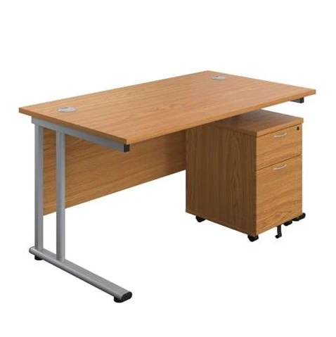 light oak office desk and pedestal.webp