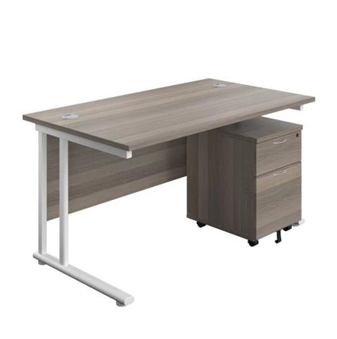 Grey oak desk and pedestal.webp