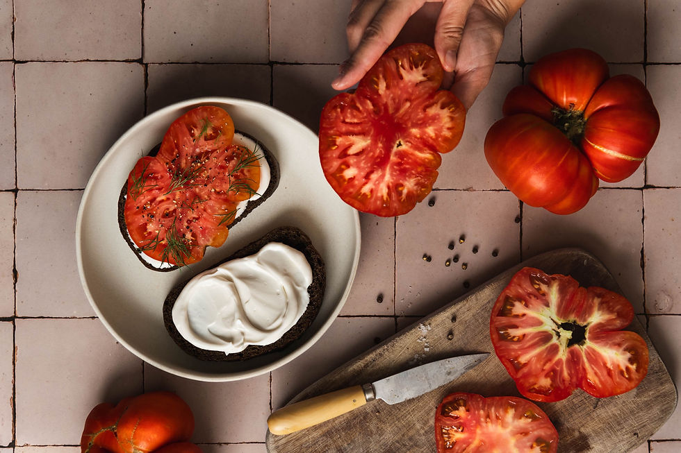 Beefsteak Tomato on dark rye bread sandwich - a vegan BLT!