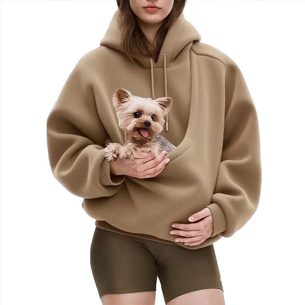 Miniatura: Moletom com capuz e bolso para pet, em pelúcia, cor sólida e modelagem ampla