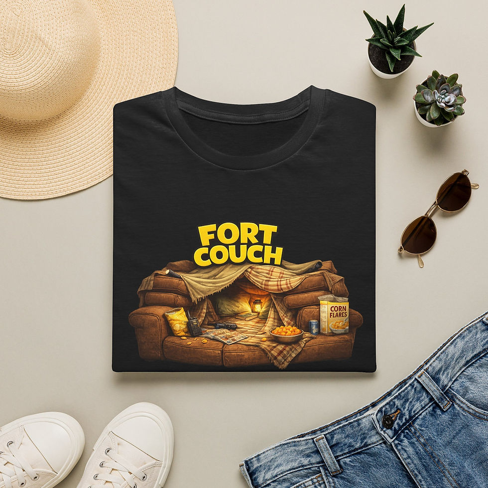 Thumbnail: Fort Couch T‑Shirt — Cozy Couch Fort Graphic Tee