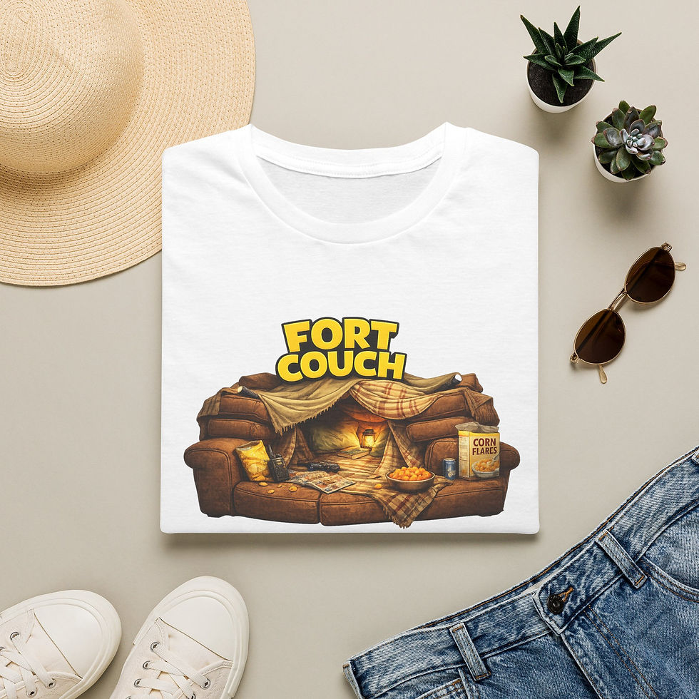 Thumbnail: Fort Couch T‑Shirt — Cozy Couch Fort Graphic Tee