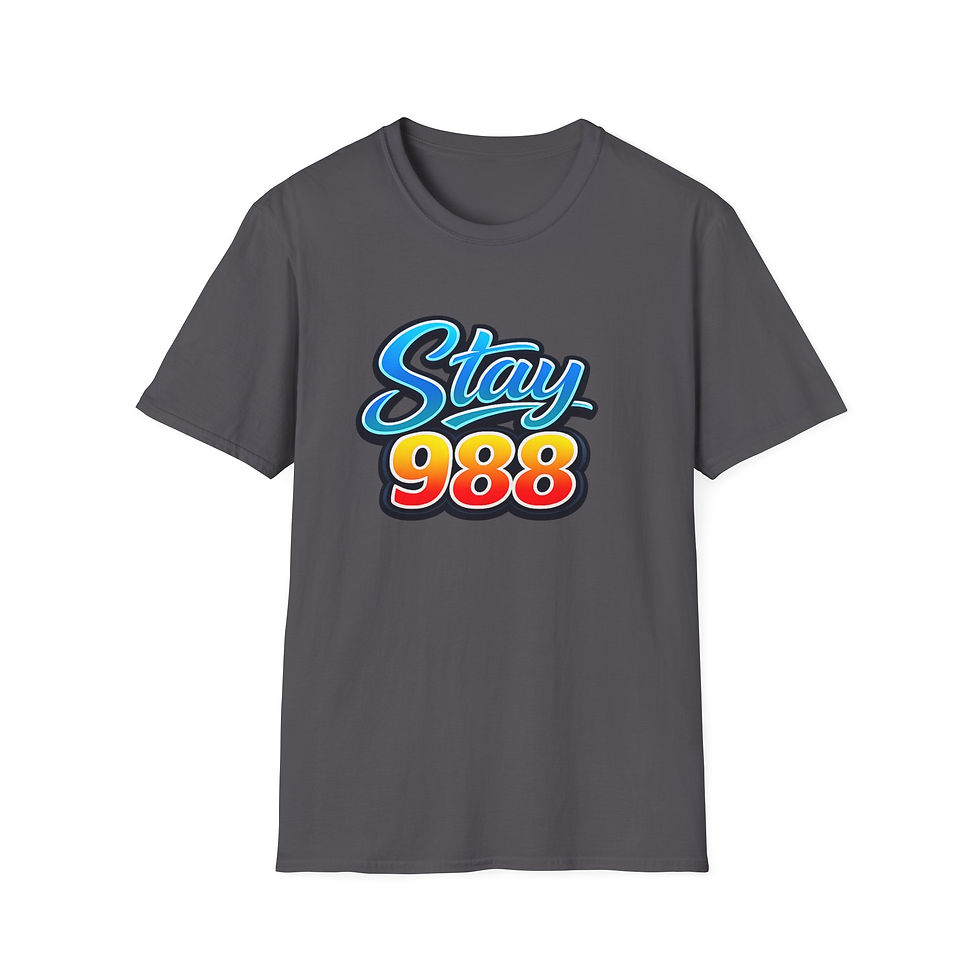 Thumbnail: Stay 988 T-Shirt - Retro Script Mental Health Awareness Tee