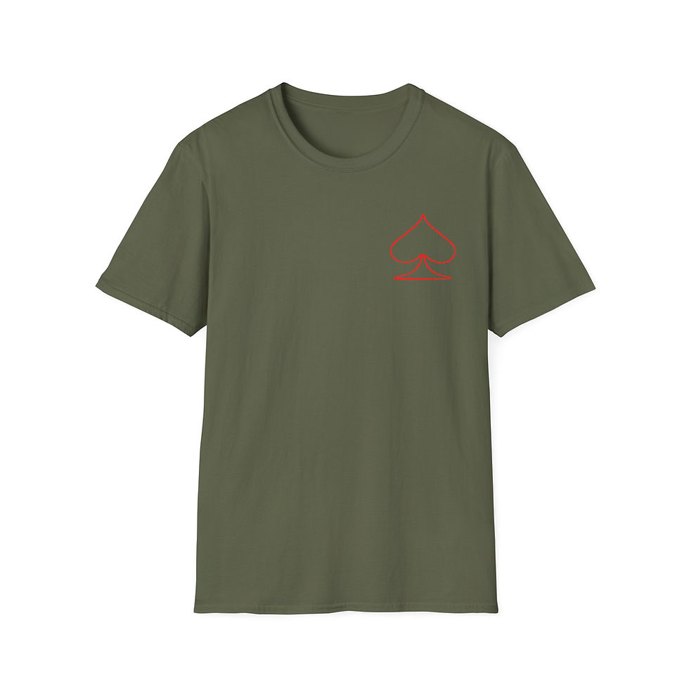 Thumbnail: Minimal Spade Outline T‑Shirt — Red Pocket Card Symbol Tee