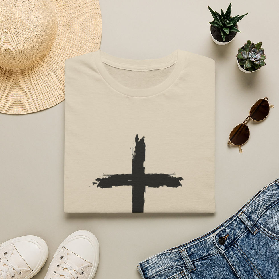 Thumbnail: Christian Cross T-Shirt — Minimal Brushstroke Faith Tee