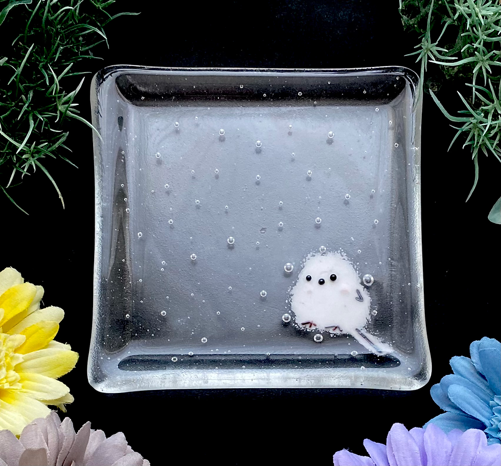 シマエナガのガラス皿