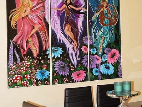 Fairy Triptych in Acrylics