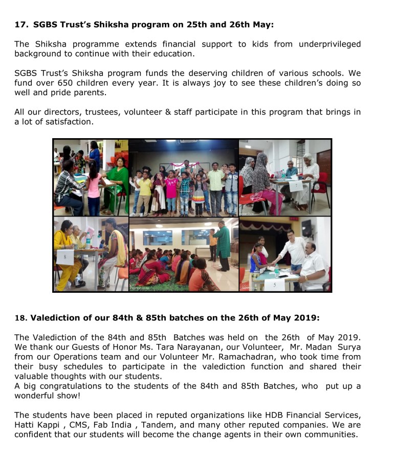 unnati newsletter July 20195b