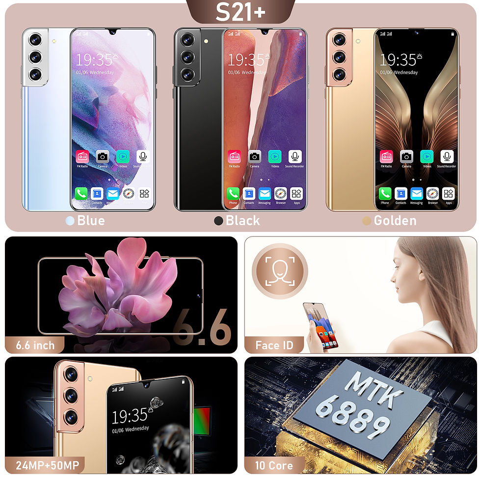 Thumbnail: Global Version S21+ Smart Phone 6.6 HD Inch Full Screen 12+512GB Dual SIM