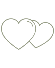 Two hearts crossing, they are only outlines and the color green