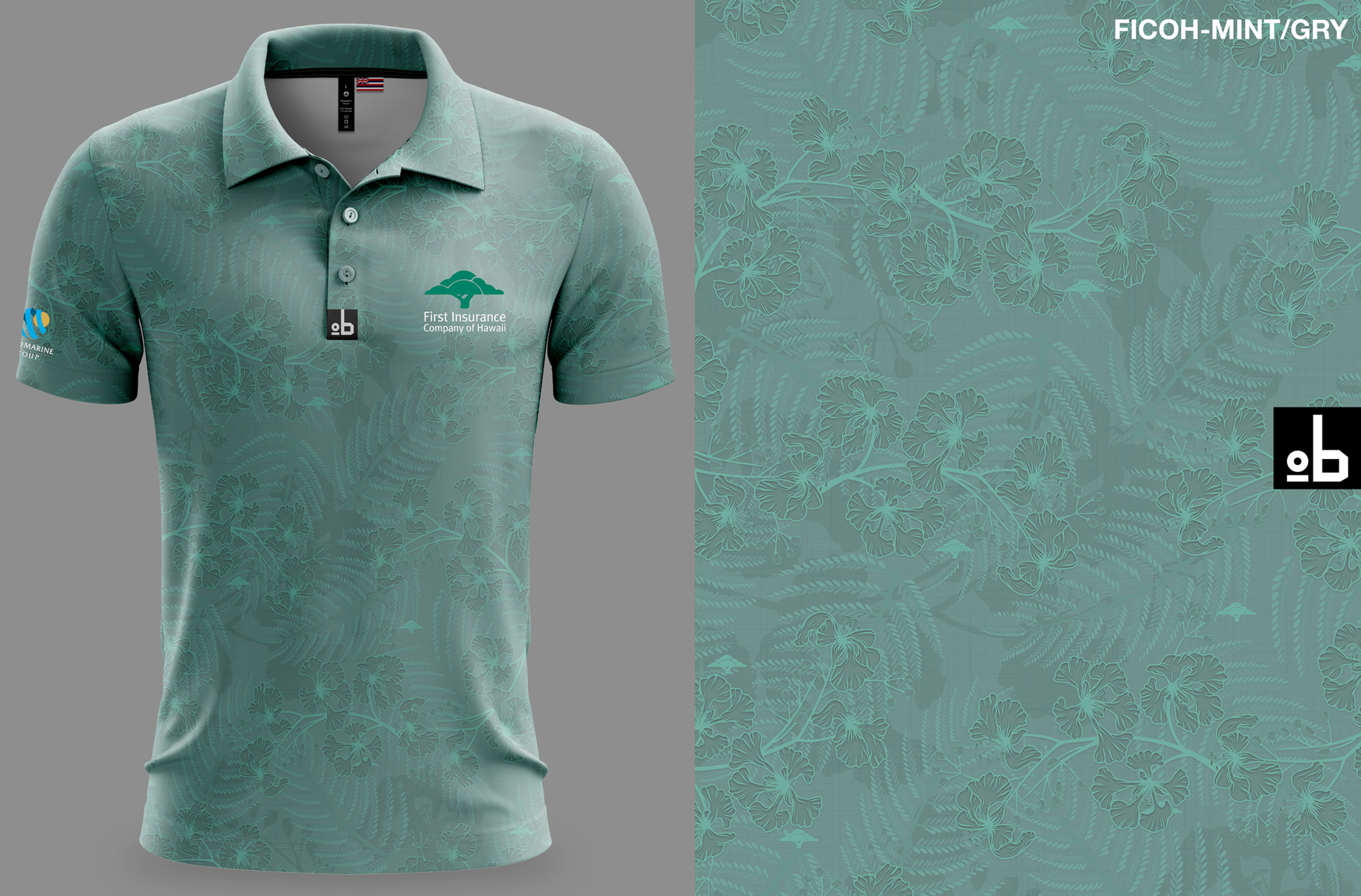 Men's & Ladies' Mint/Grey FICOH Exclusive OB Golf Poinciana Polo