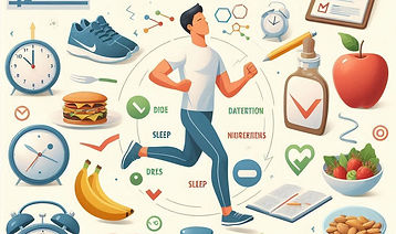 Healthy lifestyle habits including regular exercise, balanced nutrition, adequate sleep, a