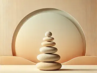 Ein Steinturm in Balance