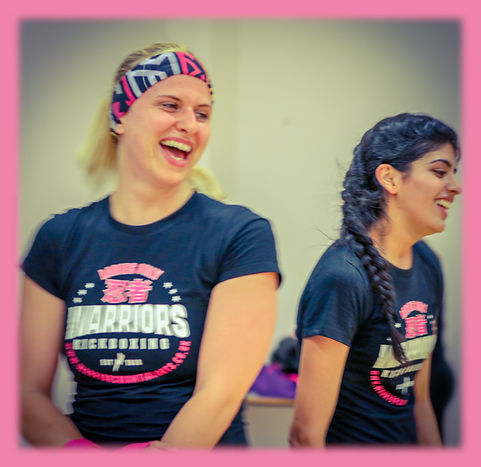 Ladies enjoying their kickboxing class