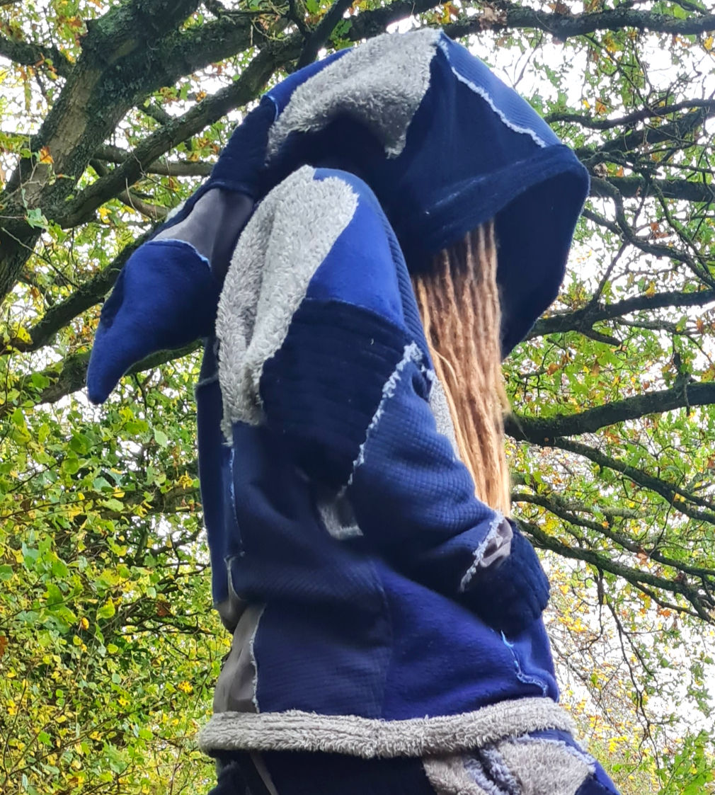 Crystal Blue Persuasion Patchwork wizard hoodie -Secret Pocket- UNISEX
