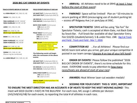 3/7/26 Big Cat Meet Itinerary and Information