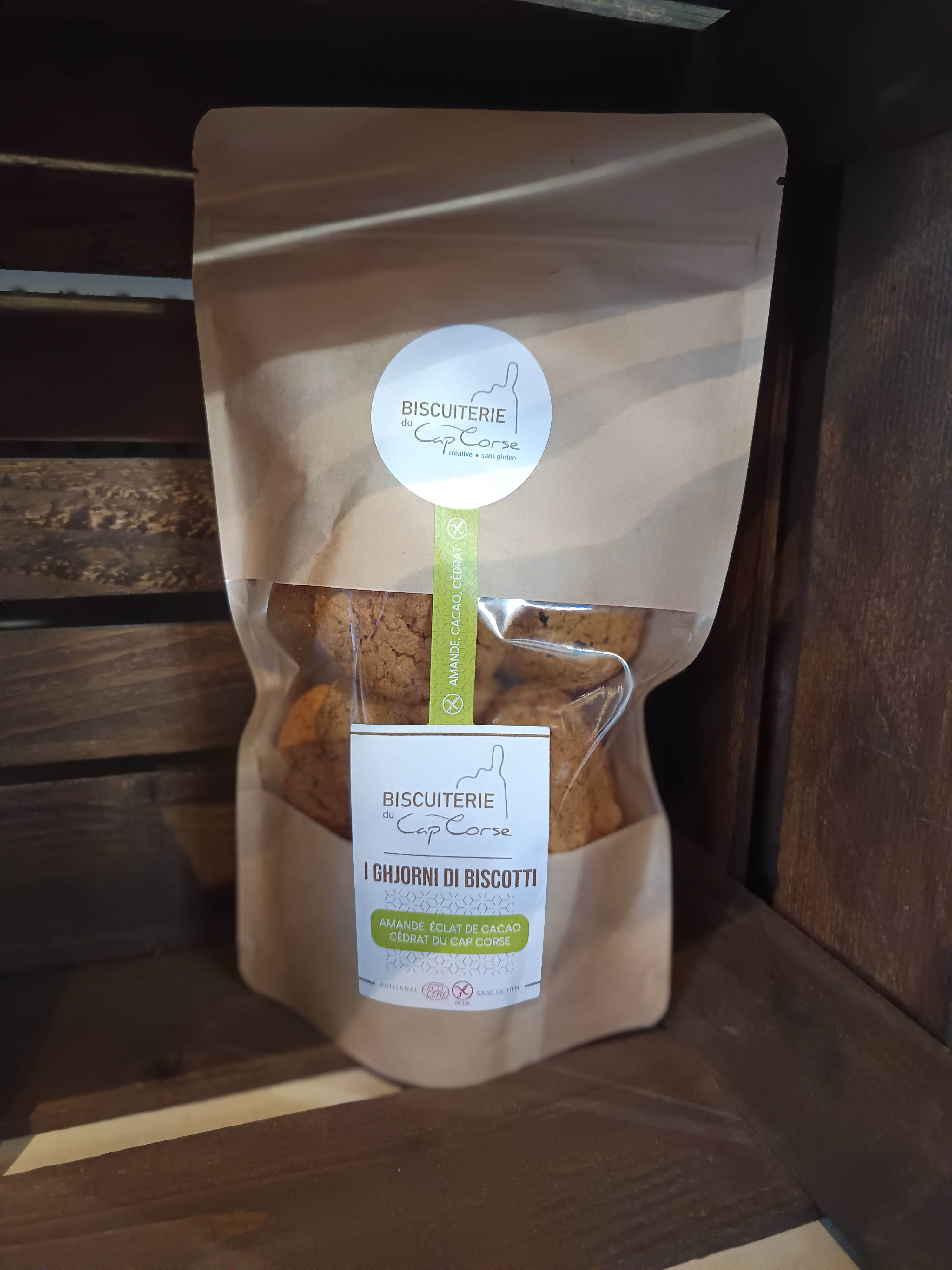 I ghjorni di biscotti amande, éclat de cacao, cédrat du cap sans gluten 220g