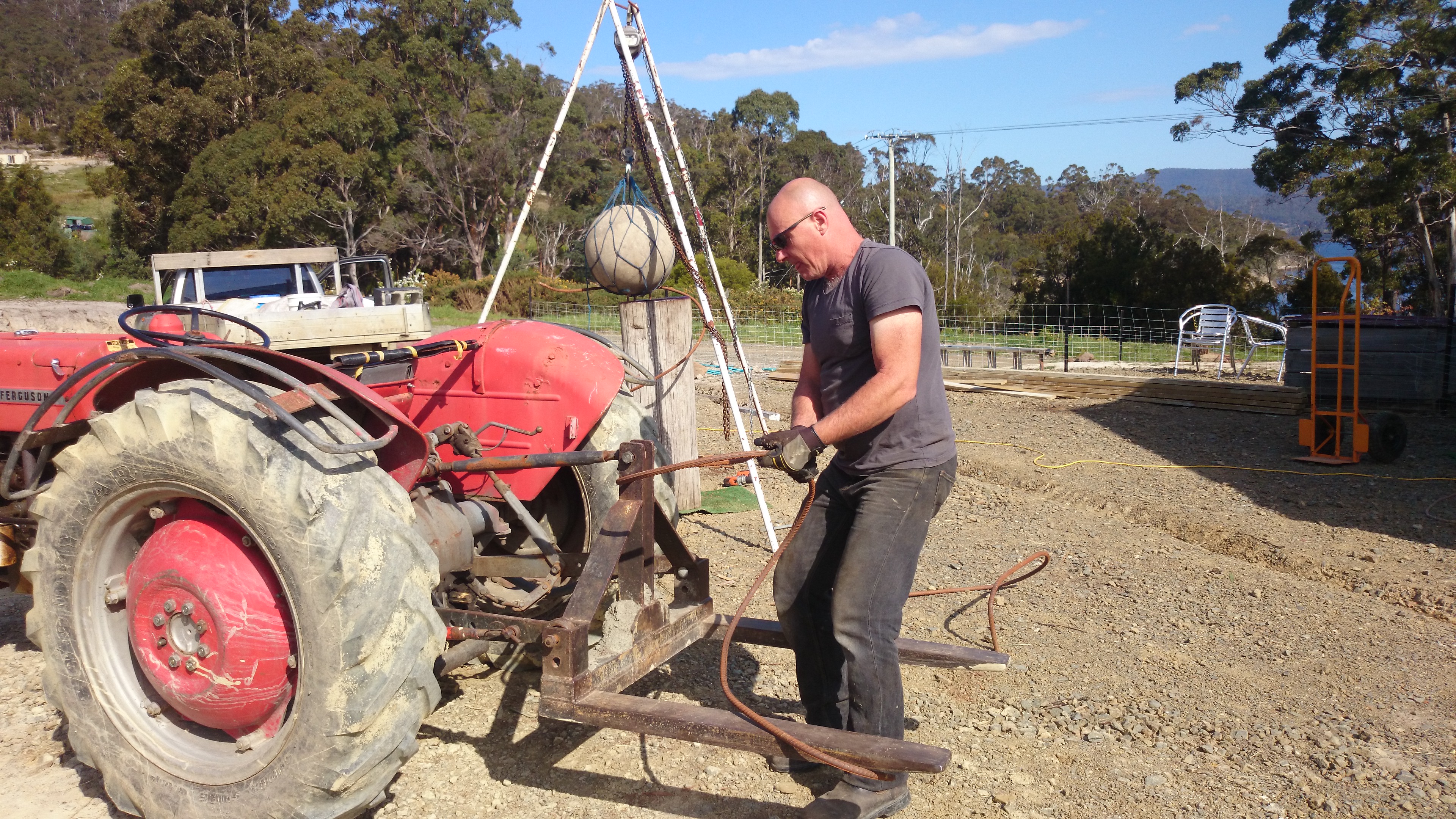 tractor assisted art making