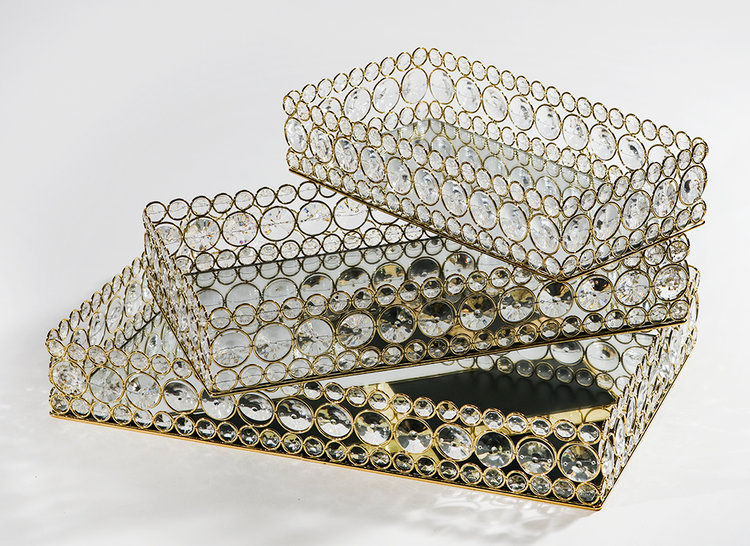 Bling Mirror Tray Gold