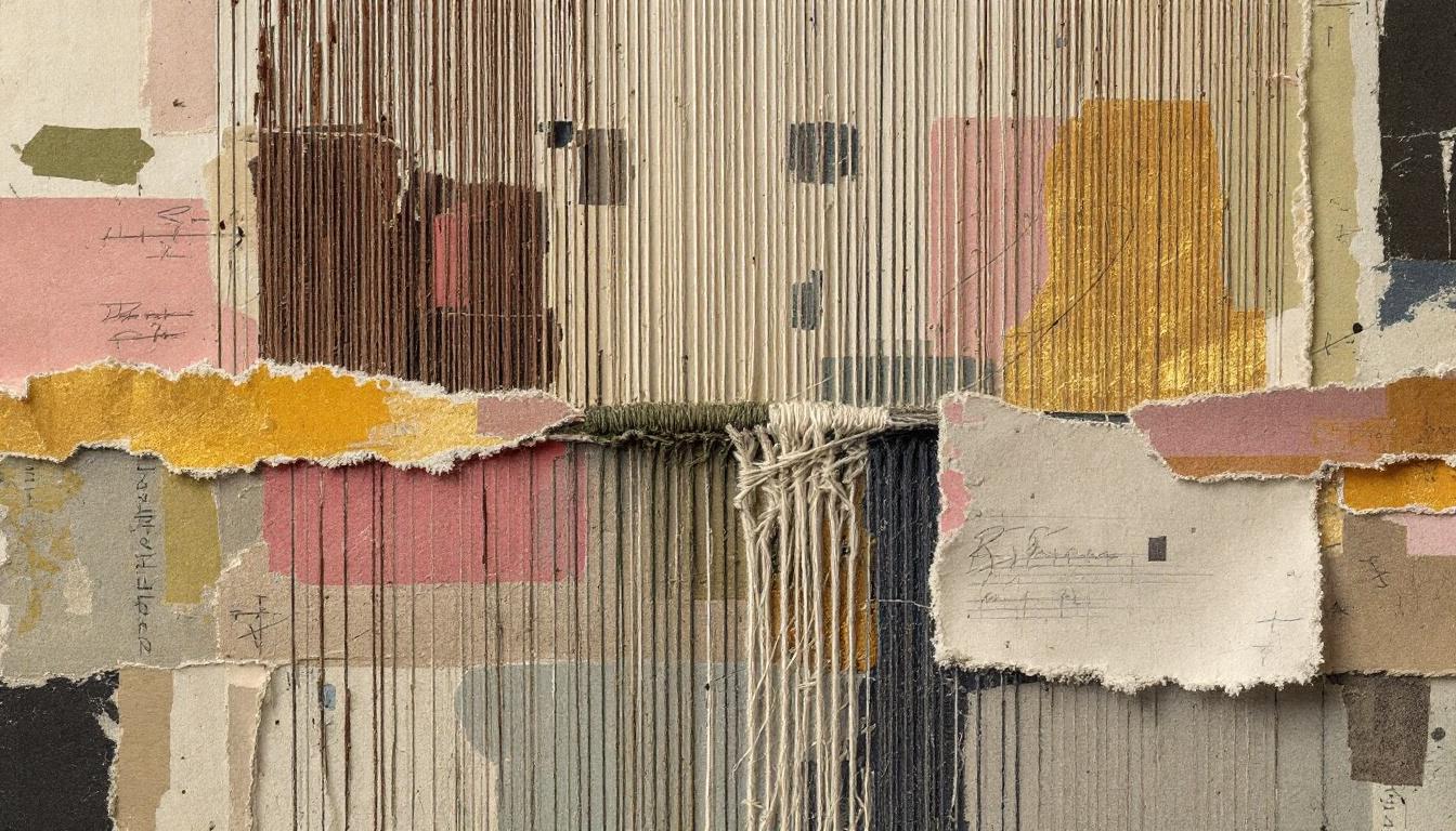 Three threads woven together on a loom — collage illustration representing the types of conflict in group facilitation